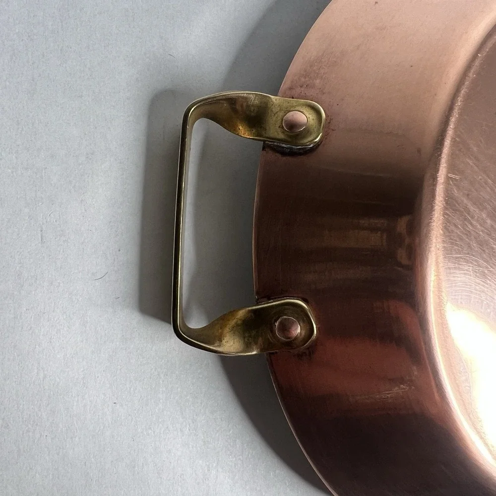 Antique Copper Saute Fry Pan Set Brass Handles 4.5